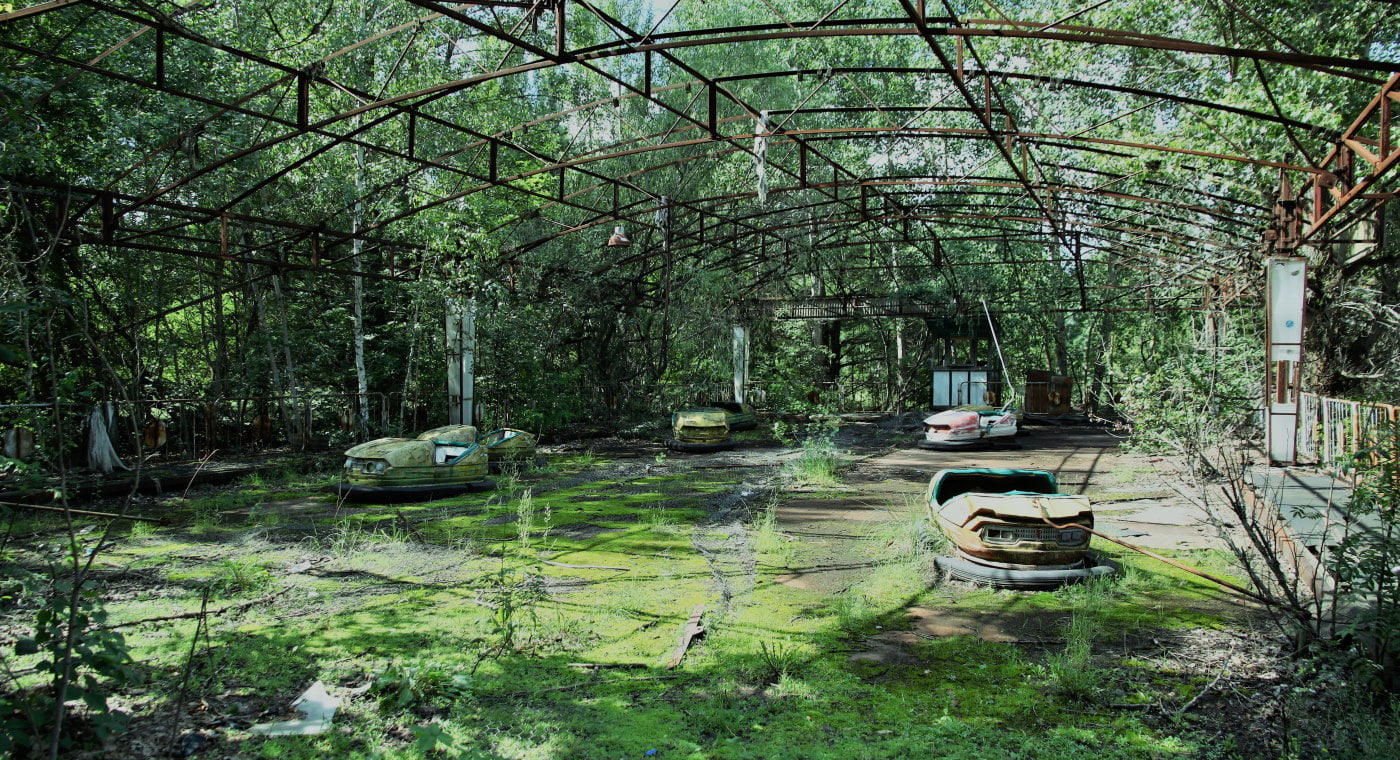 Bumper cars in Pripyat, Ukraine.