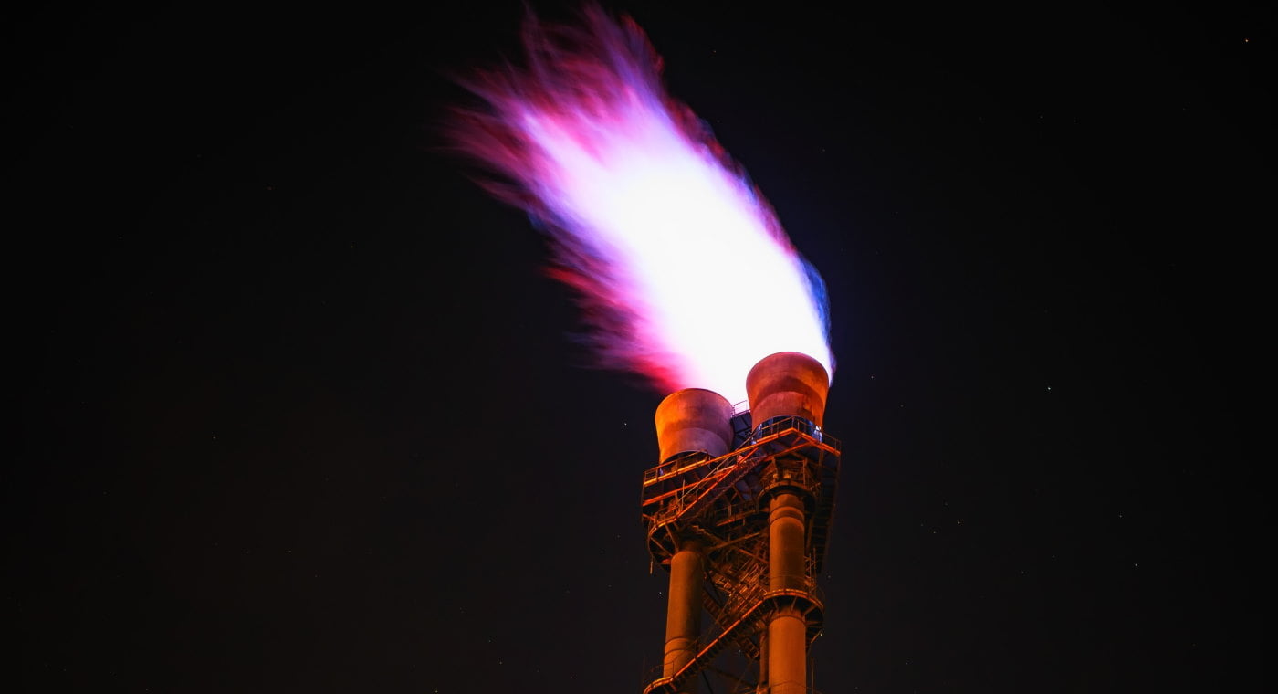 Gas being burned at power plant